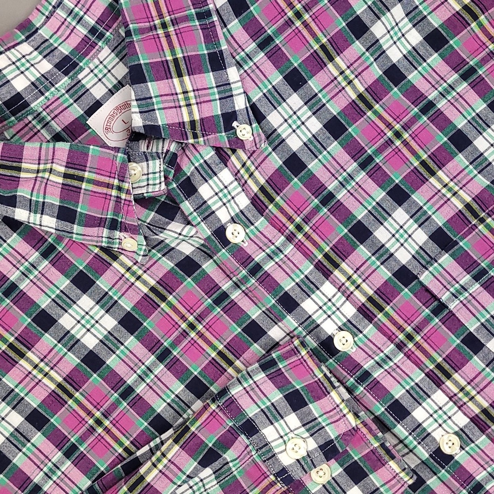 Brooks Brothers 346 Shirt Mens Large Plaid Button Down Casual